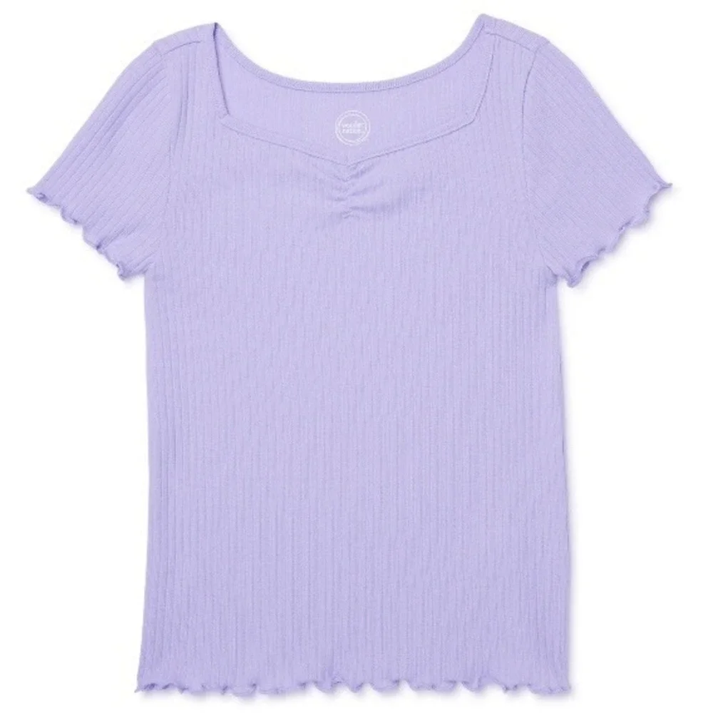 Wonder Nation Girls Rib Top XS 4-5 New with Tags Lilac Bud Lettuce Edge Soft